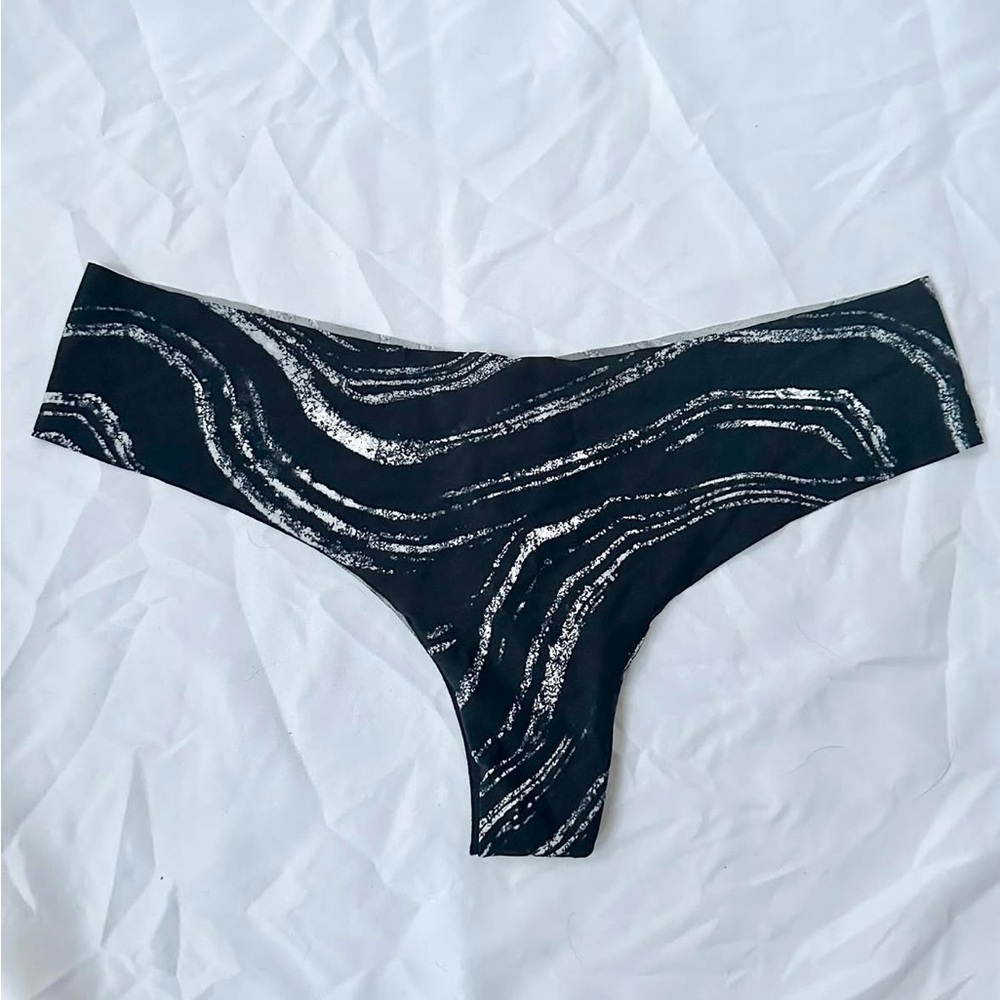 Victoria's Secret Black and Silver Patterned Panties